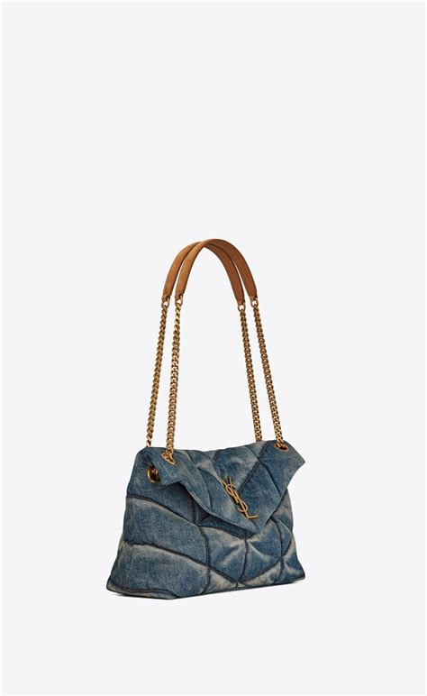 ysl denim puffer bag|ysl small denim puffer bag.